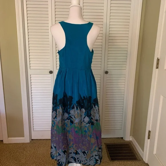 Anthropologie Moulinette Soeurs Silk Island Nightfall Blue Dress Size 8 - Picture 5 of 11
